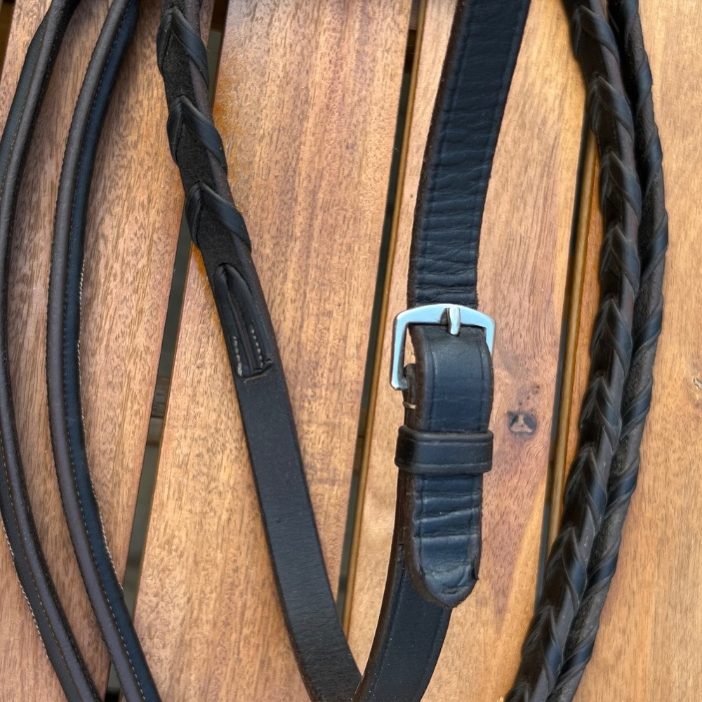 Fancy Stitched Hunter Laced Reins Equestrian Tack - Picture 8 of 9